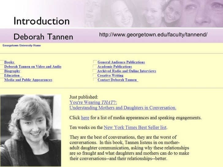 Tannens sex lies and convorsation